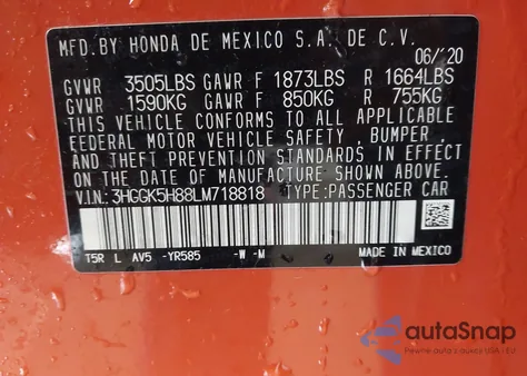 2020 Honda Fit Ex из США, поврежденный, VIN 3HGGK5H88LM718818